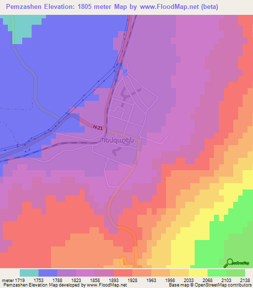 Pemzashen,Armenia Elevation Map