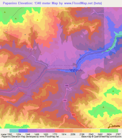 Papanino,Armenia Elevation Map