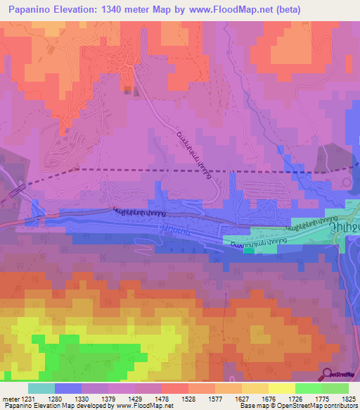 Papanino,Armenia Elevation Map