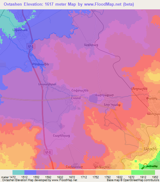 Ovtashen,Armenia Elevation Map