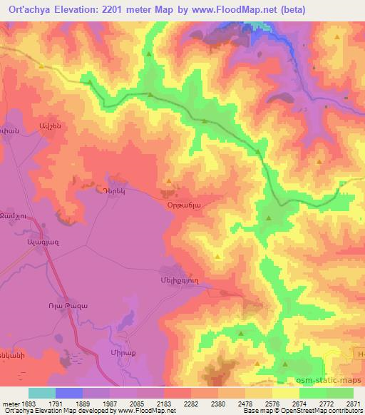 Ort'achya,Armenia Elevation Map