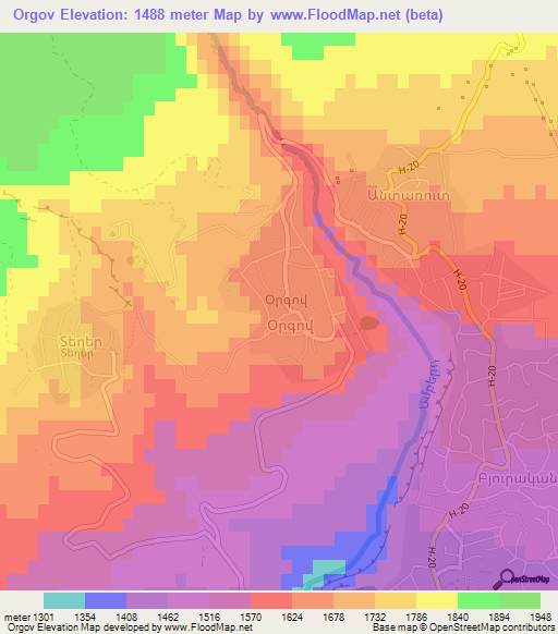Orgov,Armenia Elevation Map
