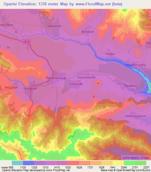 Opartsi,Armenia Elevation Map