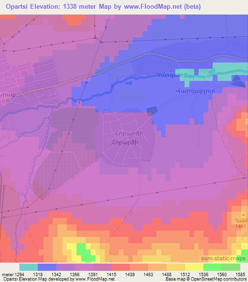 Opartsi,Armenia Elevation Map
