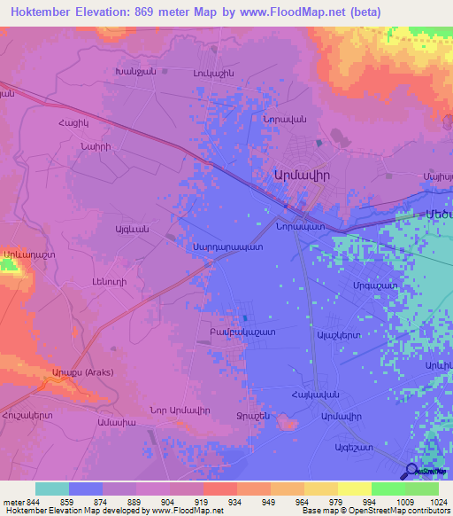 Hoktember,Armenia Elevation Map