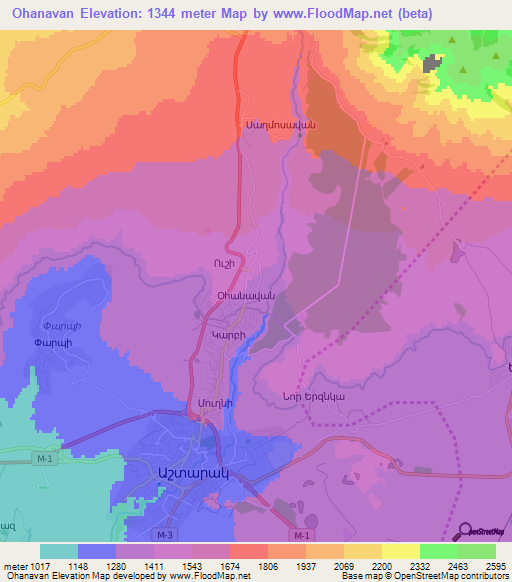 Ohanavan,Armenia Elevation Map