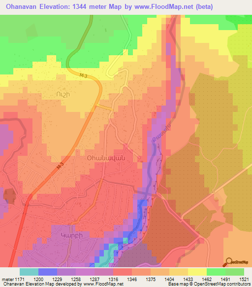 Ohanavan,Armenia Elevation Map