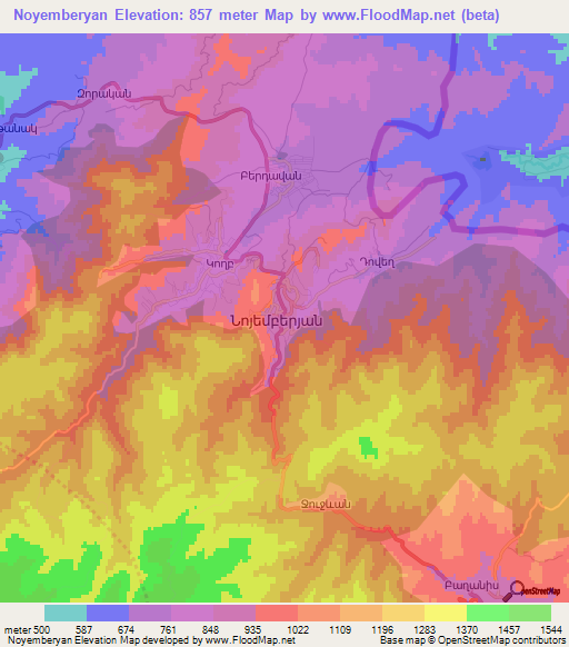 Noyemberyan,Armenia Elevation Map