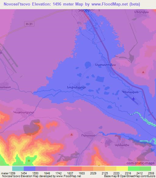 Novosel'tsovo,Armenia Elevation Map