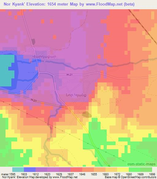 Nor Kyank',Armenia Elevation Map