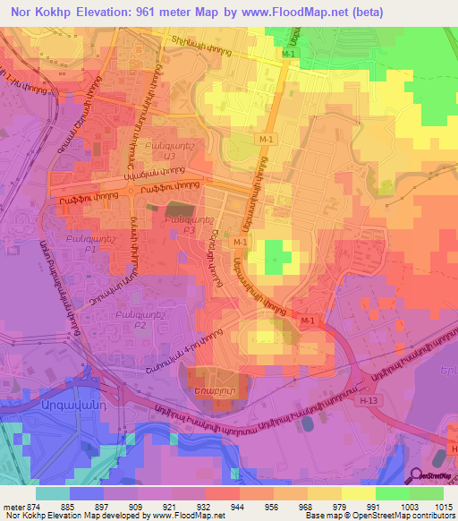 Nor Kokhp,Armenia Elevation Map