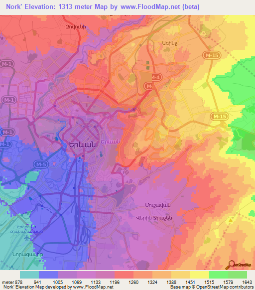 Nork',Armenia Elevation Map
