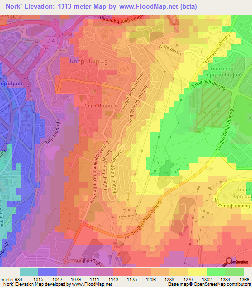 Nork',Armenia Elevation Map