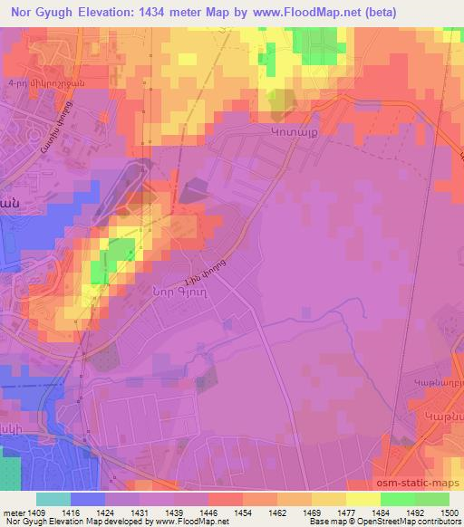 Nor Gyugh,Armenia Elevation Map
