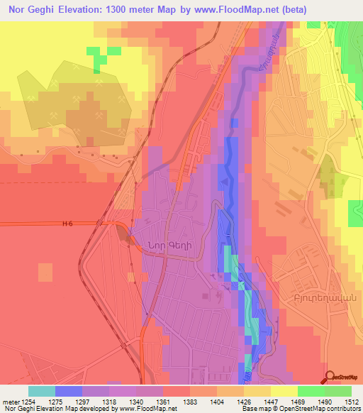 Nor Geghi,Armenia Elevation Map