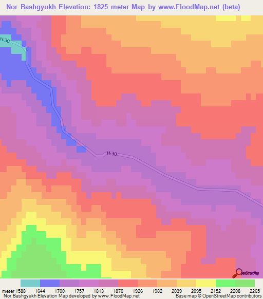 Nor Bashgyukh,Armenia Elevation Map