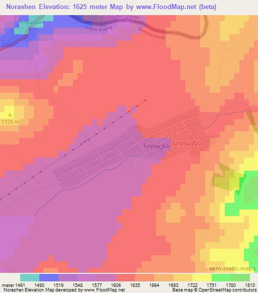 Norashen,Armenia Elevation Map