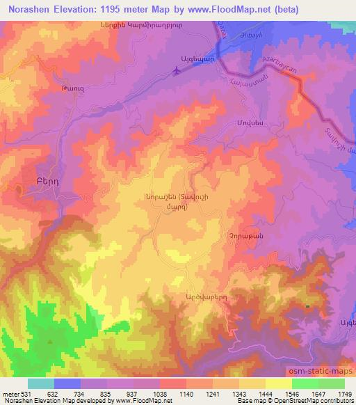 Norashen,Armenia Elevation Map