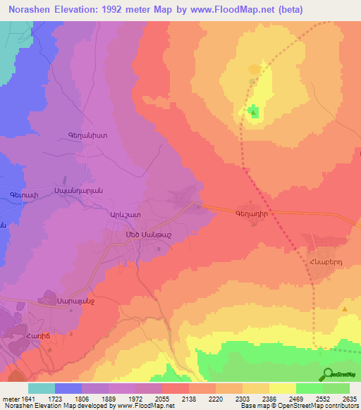 Norashen,Armenia Elevation Map