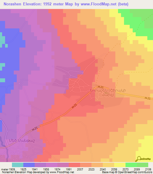 Norashen,Armenia Elevation Map