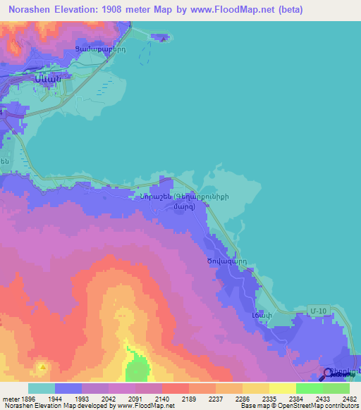 Norashen,Armenia Elevation Map