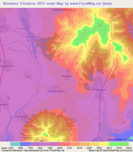 Norashen,Armenia Elevation Map
