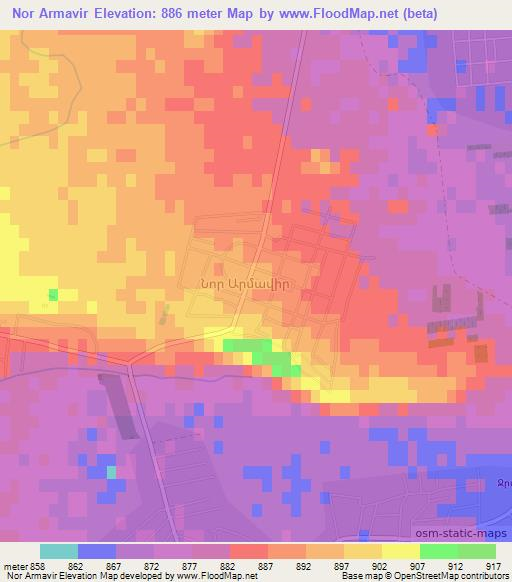 Nor Armavir,Armenia Elevation Map