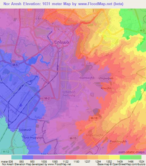 Nor Aresh,Armenia Elevation Map