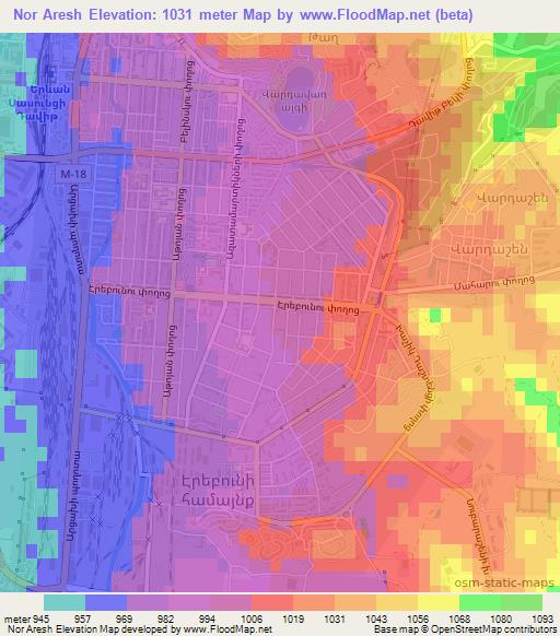 Nor Aresh,Armenia Elevation Map