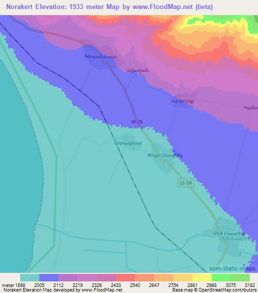 Norakert,Armenia Elevation Map