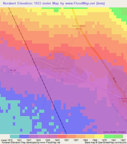 Norakert,Armenia Elevation Map
