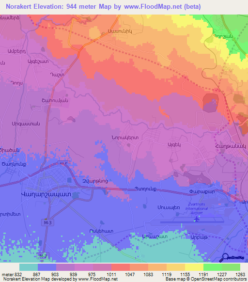 Norakert,Armenia Elevation Map