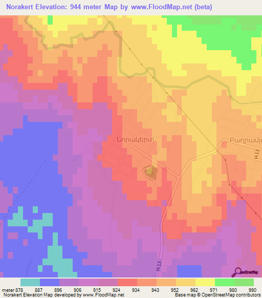 Norakert,Armenia Elevation Map