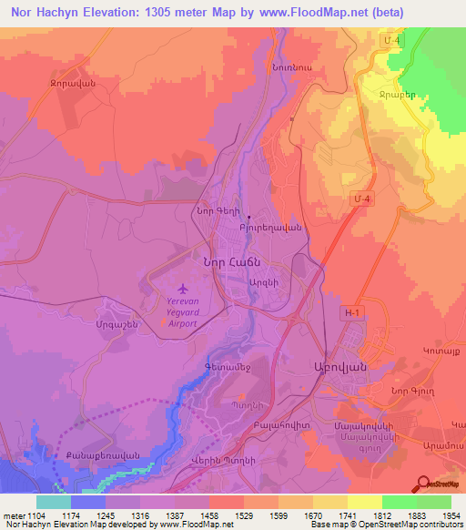 Nor Hachyn,Armenia Elevation Map