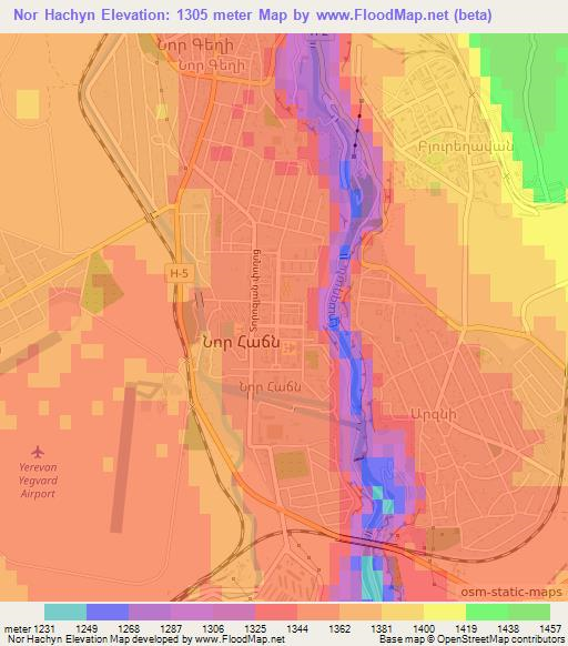 Nor Hachyn,Armenia Elevation Map