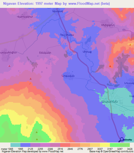 Nigavan,Armenia Elevation Map