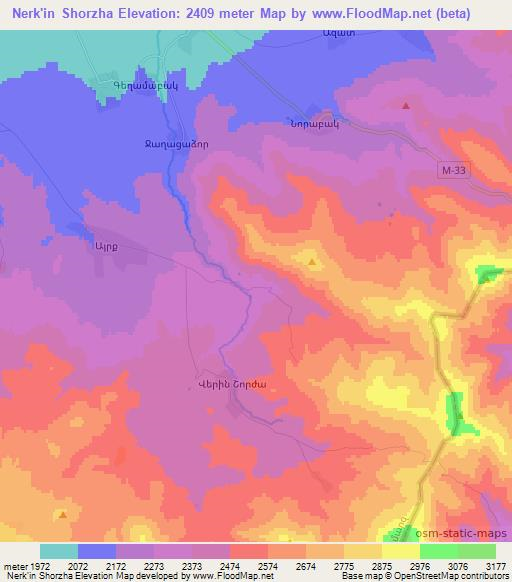Nerk'in Shorzha,Armenia Elevation Map