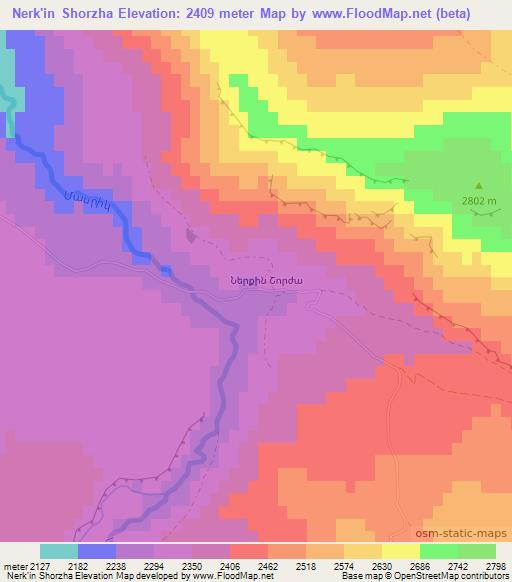 Nerk'in Shorzha,Armenia Elevation Map