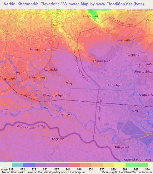 Nerkin Khatunarkh,Armenia Elevation Map