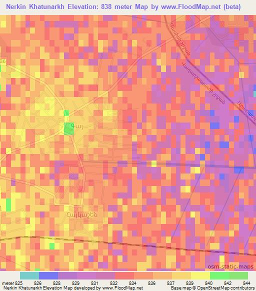 Nerkin Khatunarkh,Armenia Elevation Map