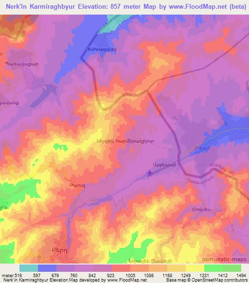 Nerk'in Karmiraghbyur,Armenia Elevation Map