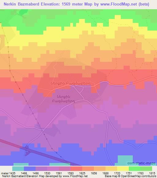 Nerkin Bazmaberd,Armenia Elevation Map