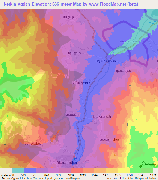 Nerkin Agdan,Armenia Elevation Map