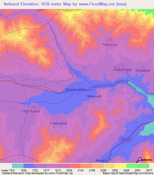 Nalband,Armenia Elevation Map