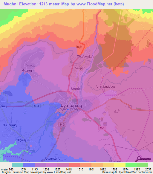 Mughni,Armenia Elevation Map