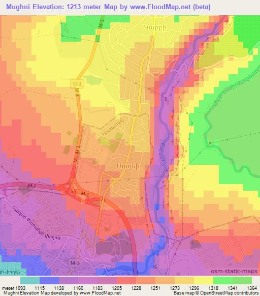 Mughni,Armenia Elevation Map