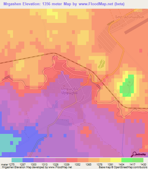 Mrgashen,Armenia Elevation Map