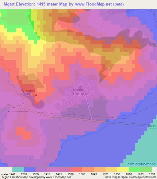 Mgart,Armenia Elevation Map
