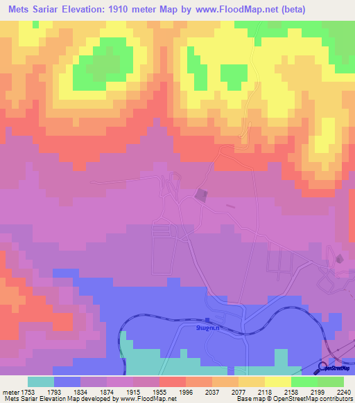 Mets Sariar,Armenia Elevation Map