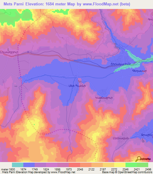 Mets Parni,Armenia Elevation Map